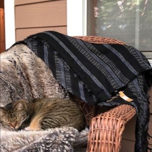 Black and gray woven scarf cat not included